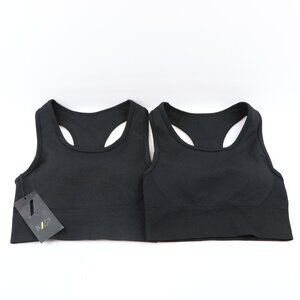 My Protein Women's Lot of 2 Curve Racerback Padded Black Sports Bra ~ Size XS